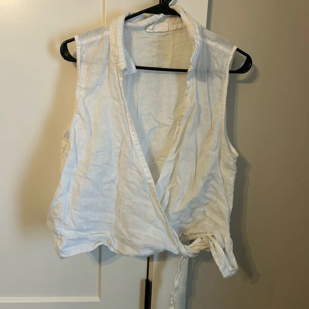 Cynthia Rowley Cream Linen Top - Picture 2 of 5